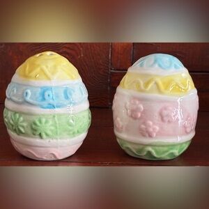 Colorful Ceramic Egg Salt and Pepper Shakers